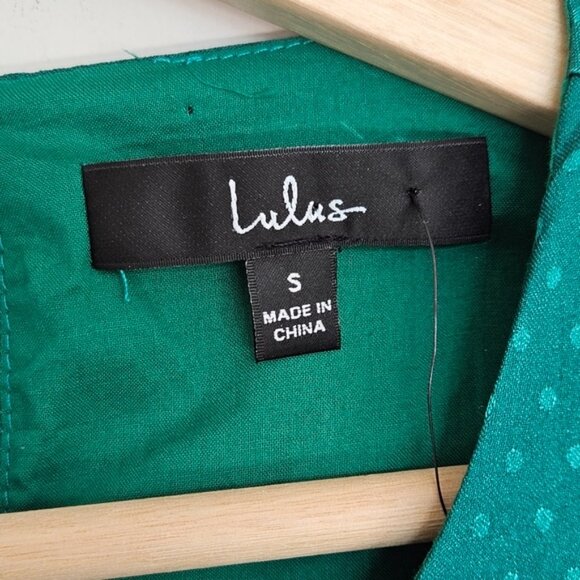 Lulus Cabaret Queen Polka Dot Embossed Satin Midi Dress Small Green Party Event - Picture 10 of 15